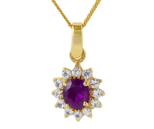 18KT GOLD PENDANT SET WITH 12 WHITE SAPPHIRES 